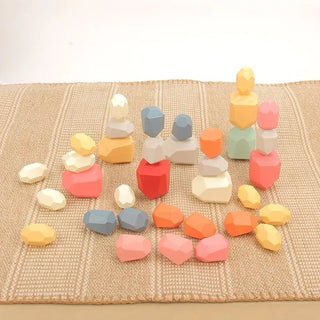 Wooden Stone Stacking Blocks Toys - Baby Pionneers