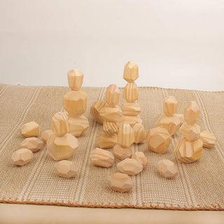 Wooden Stone Stacking Blocks Toys - Baby Pionneers