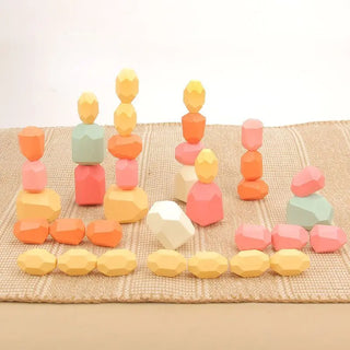 Wooden Stone Stacking Blocks Toys - Baby Pionneers