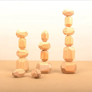 Wooden Stone Stacking Blocks Toys - Baby Pionneers