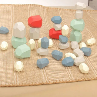 Wooden Stone Stacking Blocks Toys - Baby Pionneers