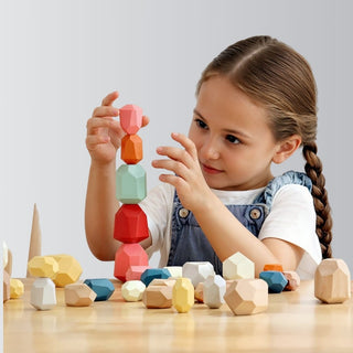 Wooden Stone Stacking Blocks Toys Baby Pionneers